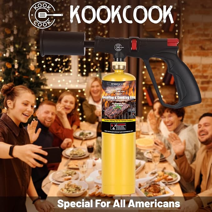 Propane Cooking Torch Head Food Grill Torch Gun Charcoal Wood Grills Lighter Campfire Starter Camp Chef Blow Torch for Cooking Sous Vide Flame Thrower Kitchen Blowtorch BBQ Searing Steak Flamethrower