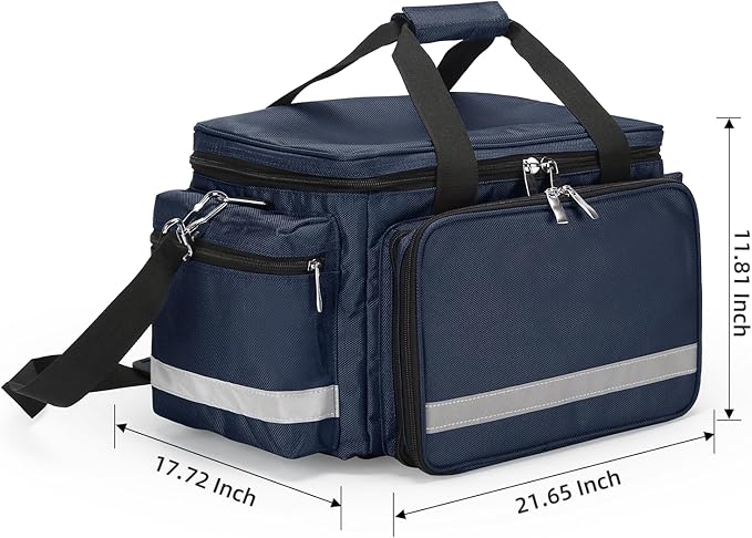 Medical Bag Empty First Aid Bag Emergency Responder Bag Professional First Aid Kits Storage with Inner Dividers and No-Scratch Bottom,Trauma Bag for Home Health