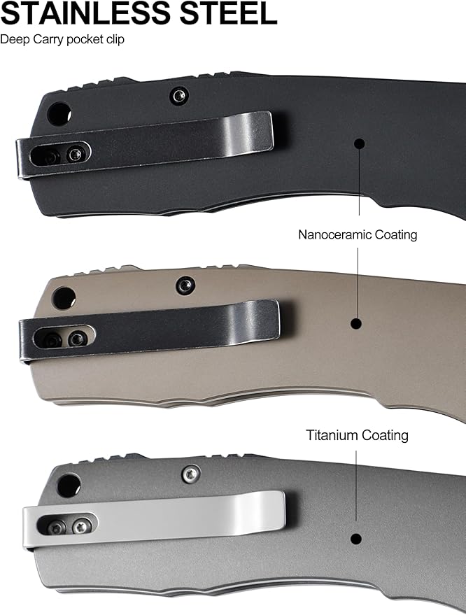 Petrified fish PFP03 Victor,3.58" 154CM Steel Black Stonewashed Blade,4.8oz Aluminium Handle Flipper Liner lock Folding knife (Green - A Stonewashed)