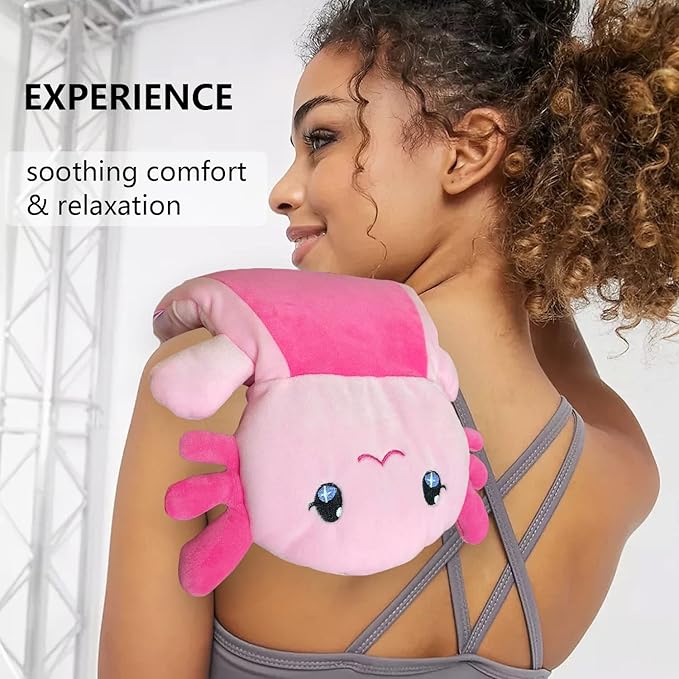 Microwave Heating Pad for Pain Relief, 13" x 10" Microwavable Heating Pads for Cramps, Back Pain, Neck Shoulder, Muscles, Knee, Joints, Natural Heat Pack Moist Heat, Pink Axolotl