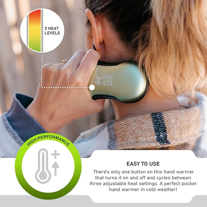 Survival Frog QuickHeat PRO Rechargeable Hand Warmer with Portable Power Bank - Premium Quality Electric Hand Warmer - Reusable Hand Warmers - USB Heater for Hands with Storage Bag and Lanyard