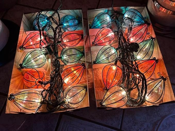 11FT Multicolor String Lights with 10 Bulbs, Colored Backyard Patio Lights String Lights, Hanging Indoor/Outdoor UL Listed for Bistro Wedding Party Bedroom Decor, 2PCS