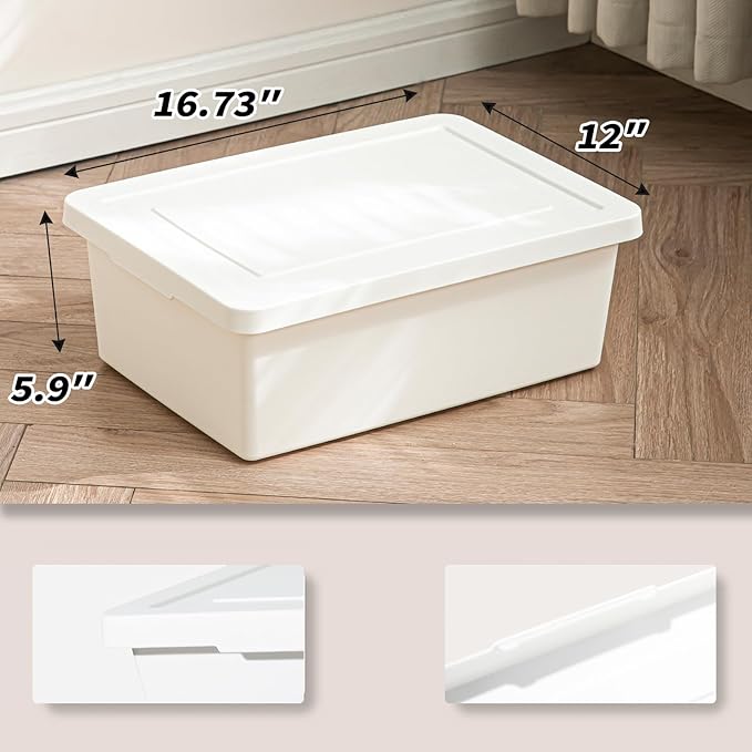 15 Quart Stackable Plastic Storage Bins with LidsStorage Container for Organizing, Storage Boxeswith Handle for Shelves, Cube Storage Bin for CraftSnacks, (white,2L)