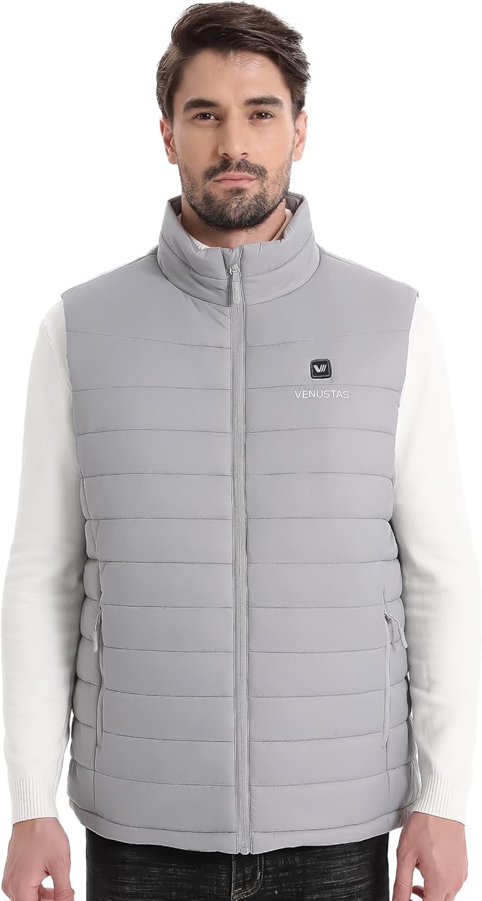 Venustas Men's Heated Vest with Battery, Up to 20 Hours of Warmth, Winter Quilted Vest for Outdoor
