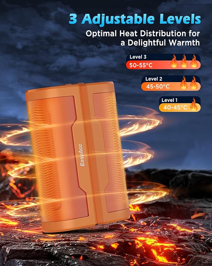 EasyAcc Hand Warmers Rechargeable 2 Pack, 10000mAh Magnetic Hand Warmers, 18Hrs Long Heating, with Camping Hook, Portable Power Bank, Pocket Size, Gifts for Christmas, Camping