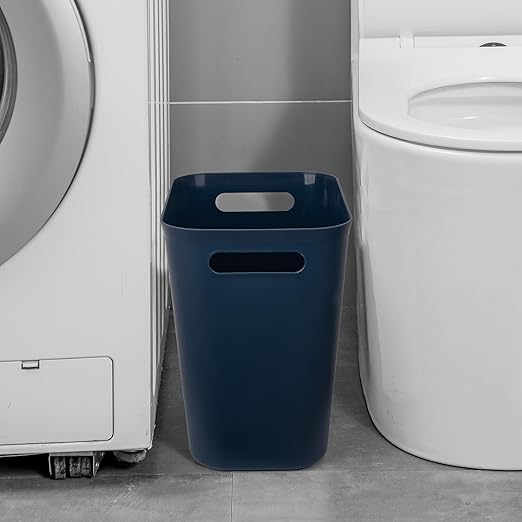 UUJOLY Plastic Small Trash Can Wastebasket, Garbage Container Basket for Bathrooms, Laundry Room, Kitchens, Offices, Kids Rooms, Dorms, 3.5 Gallon, Navy Blue, 2 Pack