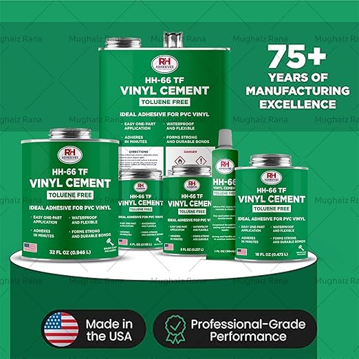 HH-66 Toluene Free Vinyl Cement, 16 oz. can - Vinyl Adhesive, Cement Glue, Repair Glue, Inflatables, Pool Liner, Tarps, Tents, Awnings, Mats, Covers, Waterproof, High Strength, RH Adhesives