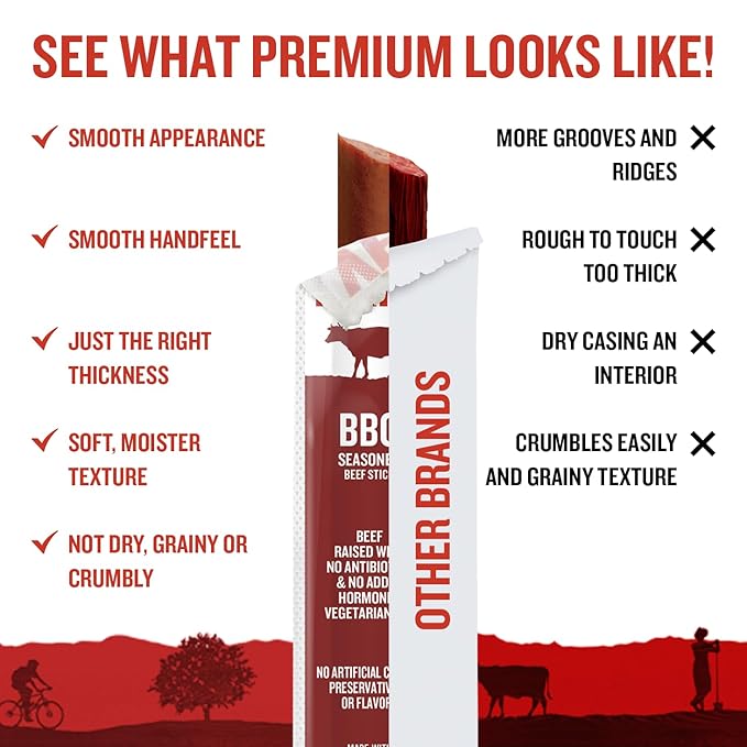Snack Sticks by Vermont Smoke & Cure – BBQ Seasoned – Beef – Healthy Meat Protein – 1oz Jerky Stick – 24 count carton