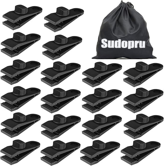 Tarp Clips Heavy Duty Lock Grip, 20 Pcs Tarp Clamps, Pool Cover Clips, Shark Tent Fasteners Holder for Camping, Awnings, Car Cover,Pool Cover,Boat Cover (20Clips+1Bag)