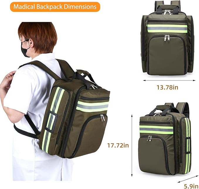 Medical Bag Empty First Aid Backpack, Medicine Mag Empty Emergency Bag,Medical Bag Organizer,Emergency Medical Backpack,First Aid Backpack, Medicine Mag (Bag Only)