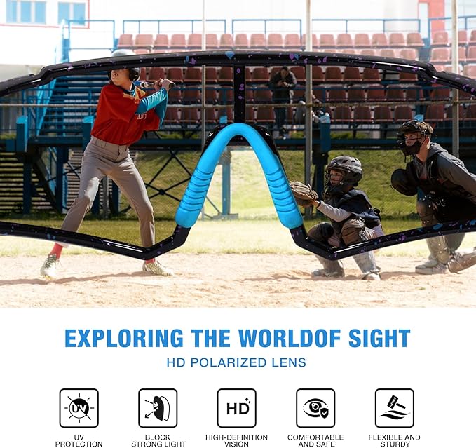 RIVBOS Youth Baseball Sunglasses for Kids(Boys&Girls) Polarized UV Protection Cycling Glasses RYS008