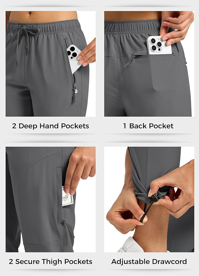 Willit Women's Hiking Pants Quick Dry Cargo Pants Lightweight Water Resistant Travel Golf Pockets Petite/Regular/Tall