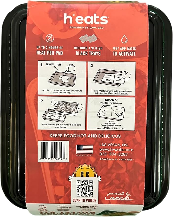 Flame-Free Catering Heat Pads & Buffet Kits – Sustainable Natural Mineral Food Warming Solution for Full & Half Pans (Party Kit/Pack of 12)