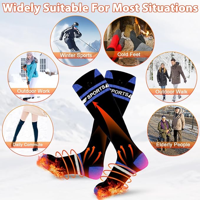 8000mAh Heated Socks for Men Women with App Control, Large-Capacity Rechargeable Battery, 360° Heating Warming, Electric Winter Socks, Foot Sole Heating, Foot Warmer for Skiing,Hiking,Hunting,Outdoor