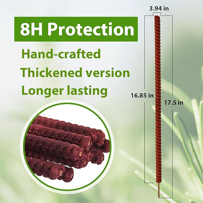 BugBai® Mosquito Repellent Outdoor Patio 24PCS, Extra Large Natural Citronella Incense Sticks for 8-Hour Protection, DEET-Free Mosquito Barrier Control for Indoor Backyard Travel Camping Fishing