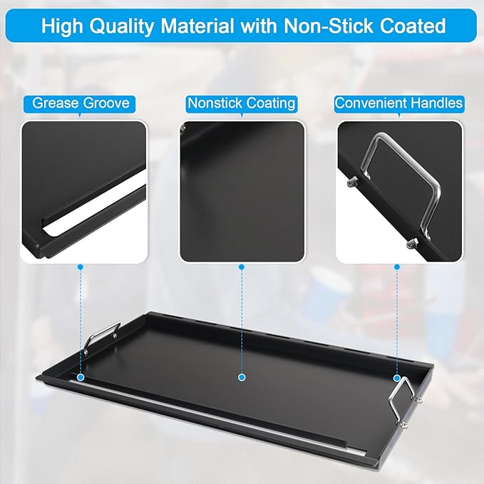6789 Full-Size Griddle Inserts for Weber Genesis II 400 Series Gas Grills Flat Top Griddle with Handles for Weber Genesis II E-410 S-410 E-435 S-435 E-440 S-440 LX E/S-440