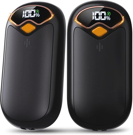 Hand Warmers Rechargeable - Electric Hand Warmer Rechargeable 2 Pack, LED Digital Display, 4 Heat Levels Reusable, USB-C, Magnetic Portable Handwarmers for Golf/Camping/Hunting, Gift for Women, Men