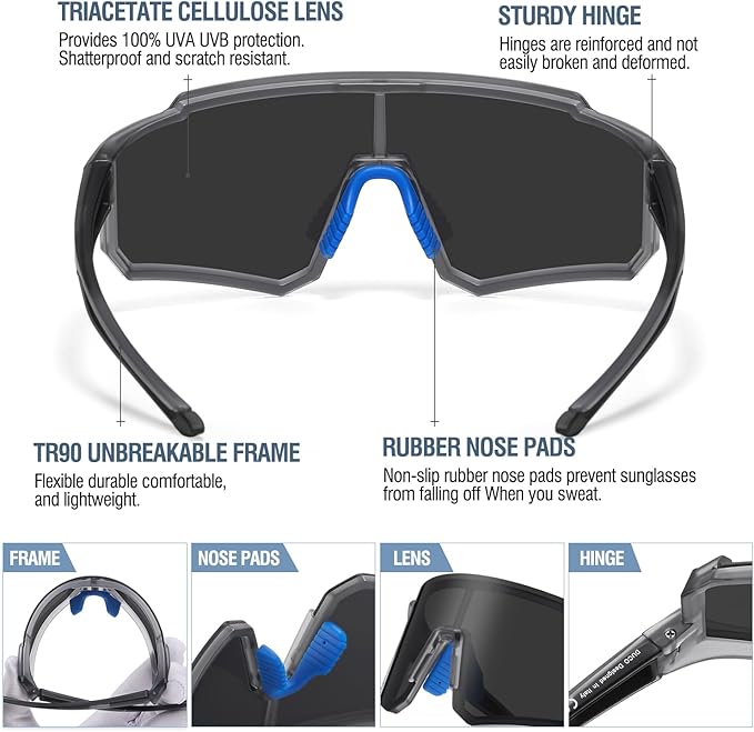 DUCO Polarized Sports Sunglasses for Men Women UV400 Protection Baseball Cycling Running Fishing Sunglasses DC0068