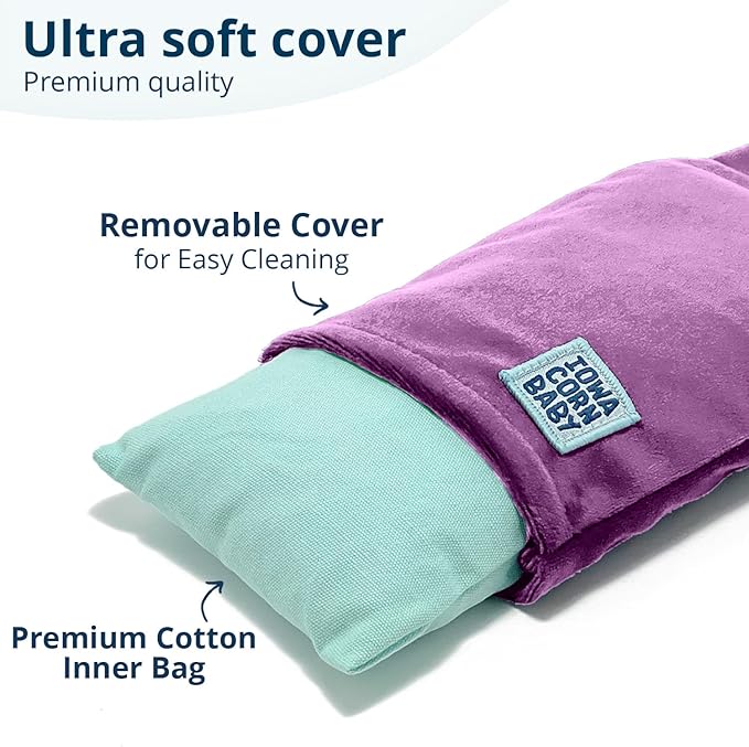 Mini - Microwavable Heating Pad & Reusable Cold Pack - Weighted Heating Pad for Cold Hands, Sore Neck, Achy Wrists - 4” x 8” - 1 lb (Purple Plum)