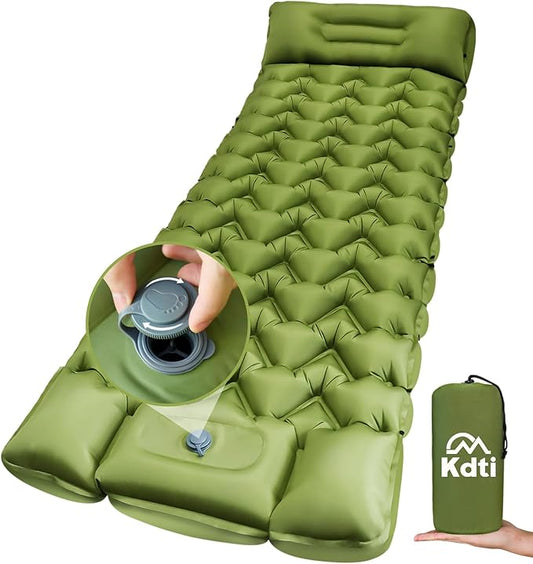 Ultralight Inflatable Sleeping Pad with Built-in Foot Pump - Upgraded Durable Air Mattress for Camping, Backpacking, Hiking - Compact Design Includes Carry Bag