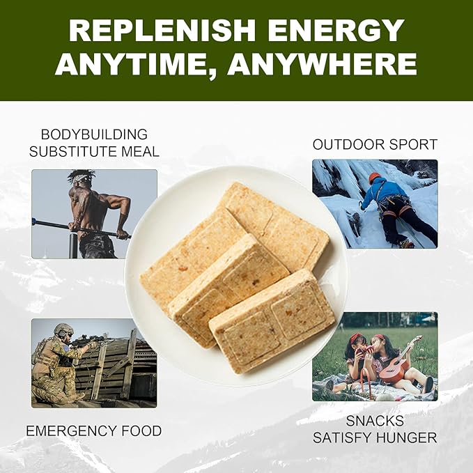 Meal Ready To Eat Emergency Food Rations, Long Self Life Survival Food Bars, High Eneger Bars for Camping, Hiking, Military,Outdoor Disaster, 40 Pack with 2 Tin Boxes