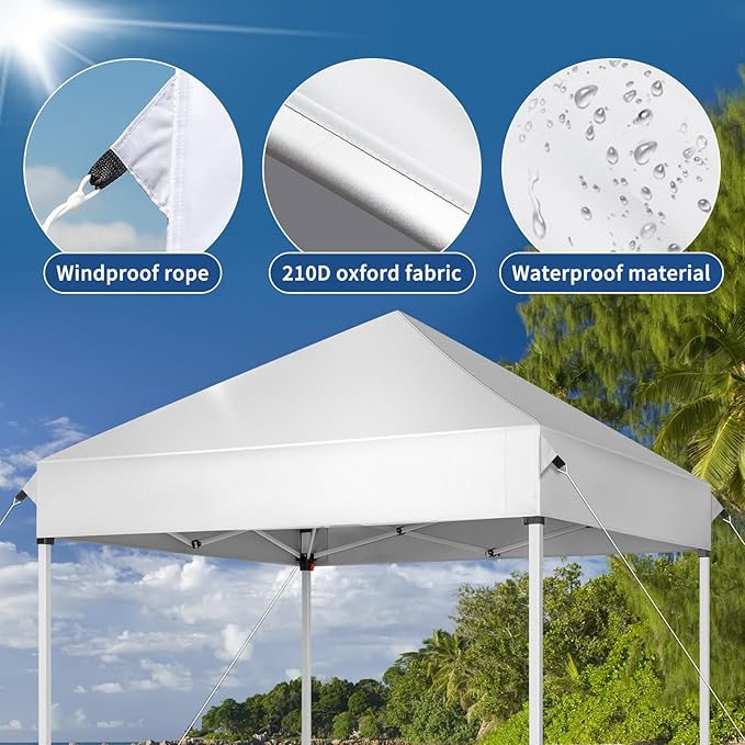 Outvita 5x5 Pop Up Canopy Tent, Ez Up Outdoor Canopy Tent Instant Shelter with Carry Bag Straight Legs Patio Balcony Porch Backyard Garden