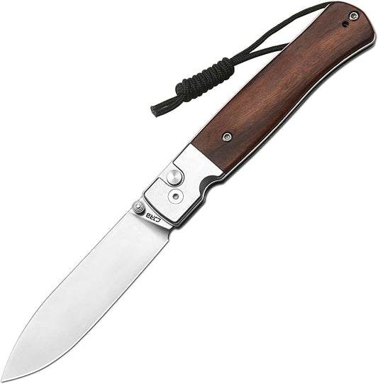 CJRB Glacier Folding Knife, 3.54'' AR-RPM9 Steel Blade EDC Knives with Wood Handle for Camping Hiking Survival(1961 Wood)