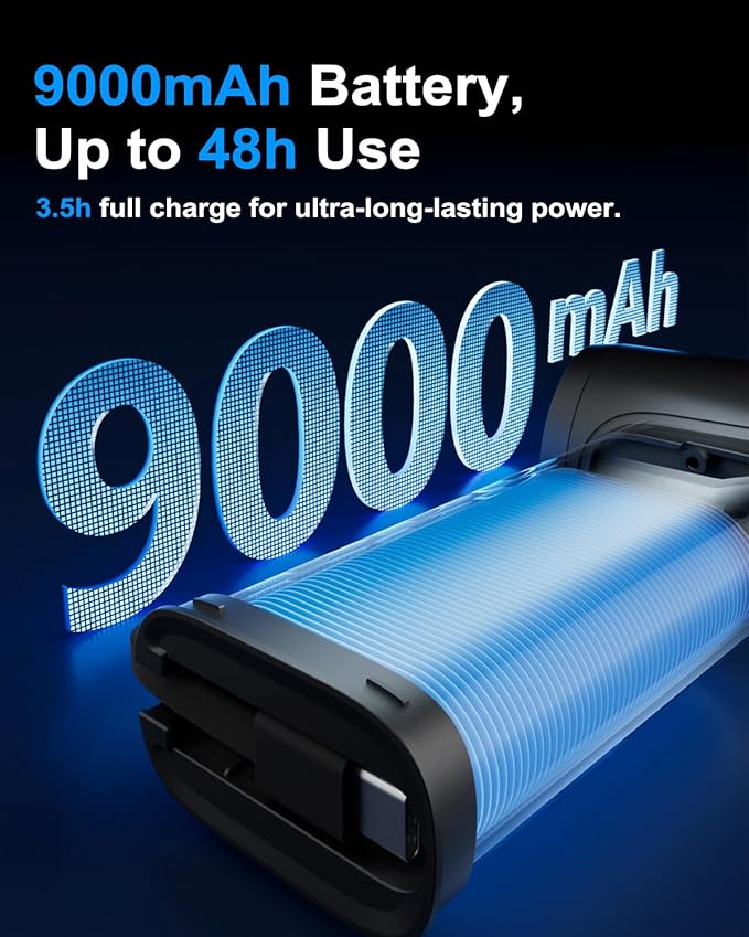 Handheld Fan - Portable Fan with Charger Power Bank, 9000mAh Rechargeable 18W Fast Charging, Type-C Input, 50000RPM High Speed Turbo Airflow for Travel Concerts Cruise Makeup, Black