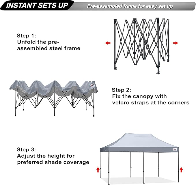 ABCCANOPY Patio Pop Up Canopy Tent 8x16 Commercial-Series (Gray)