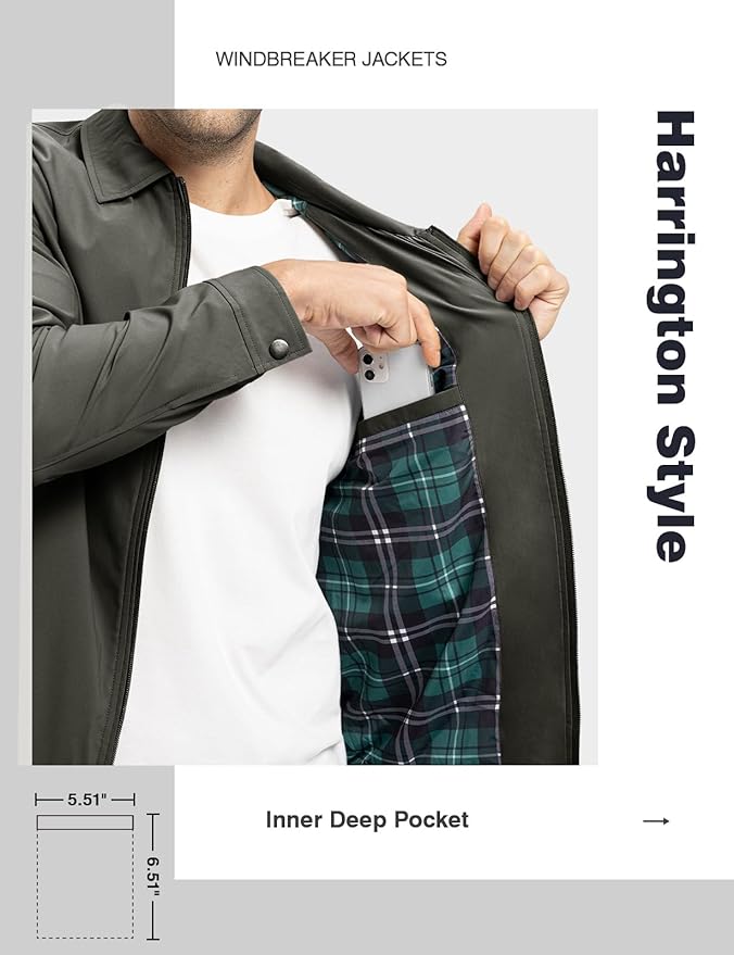 TBMPOY Men's Lightweight Jackets Casual Windbreaker Stylish Light Fall Spring Golf Work Dress Business