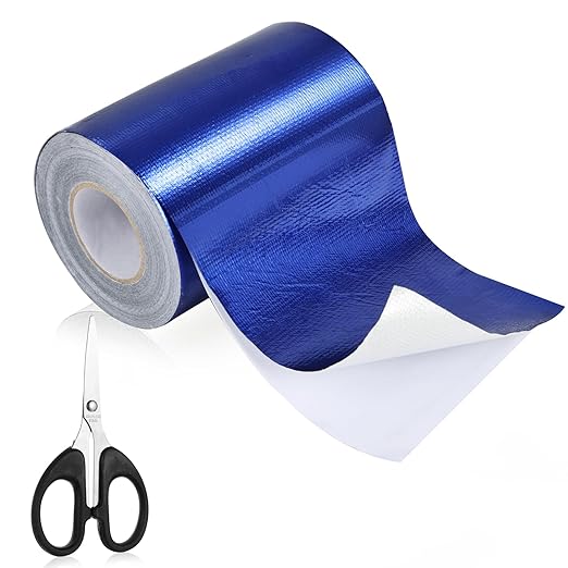 4.5Inch ร 40FT RV Awning Repair Tape with Scissors, Outdoor Heavy Duty Repair Tape for Tarp, Tent, Boat Cover, Canvas, Sail Tape, Waterproof, UVproof and Heat-resistant Tear Repair Pctch Kit (1, Blue)