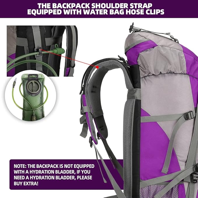 70L Hiking Backpack with Rain Cover Lightweight Travel Backpack Waterproof Camping Backpack