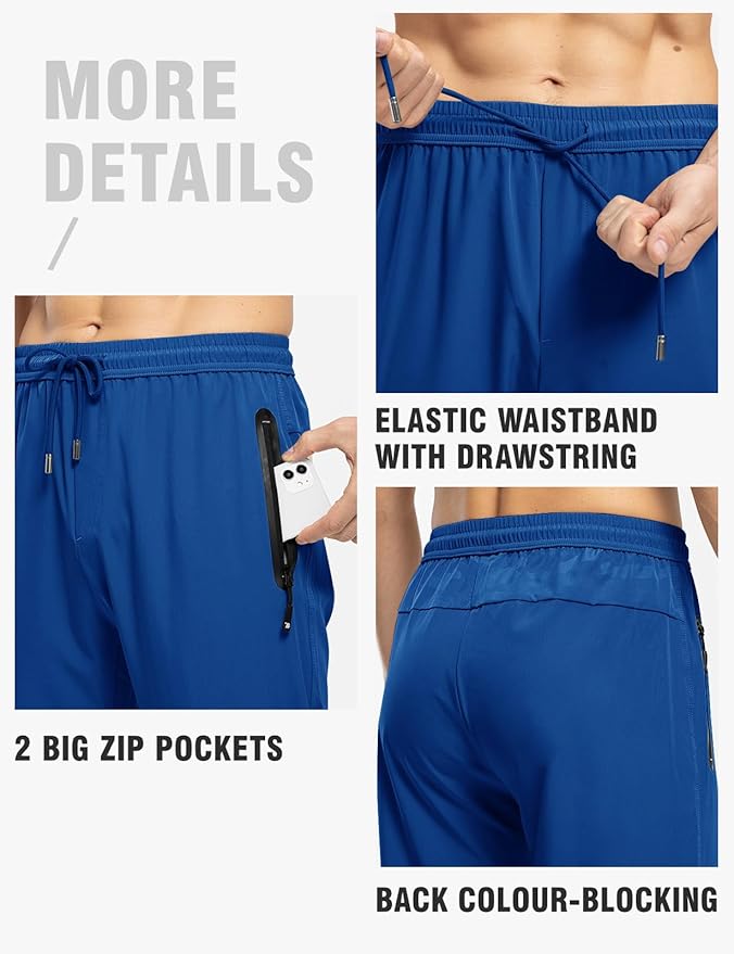 TBMPOY Men's Lightweight Hiking Travel Pants Breathable Athletic Fishing Active Joggers Zipper Pockets