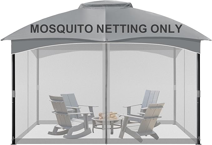 COWVIE Gazebo Replacement Netting Screen, 12' x 16' Universal Gazebo 4-Panel Mosquito Sidewalls with Double Zippers for Outdoor Patio (Only Netting)