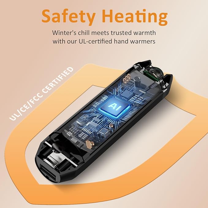 3-in-1 Magnetic Hand Warmers Rechargeable 2 Pack, 10000mAh Portable Electric Hand Warmer, AI Smart Chips 18 Hrs Long Heat, Reusable USB Heater for Hunting, Camping, Christmas Essentials, Women, Men