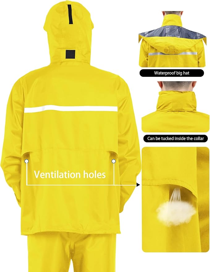 iCreek Rain Suit Waterproof Jacket and Trouser Suit Raincoat for Men and Women Outdoor All-Sport Breathable Anti-storm
