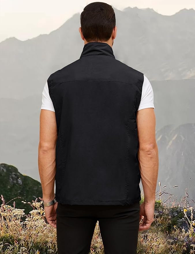 Gihuo Mens Casual Lightweight Travel Vest Summer Utility Safari Vest Sleeveless Jackets for Travel Hiking Fishing