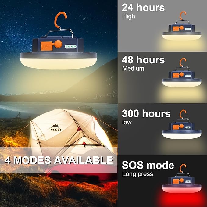 10000mAh 4000LM Flashlight Portable LED Camping Lantern Rechargeable Light 30W with Magnet , IP45 Waterproof Tent Light Power Failure Emergency Survival Kits Snowstorm Christmas Day Gift (Warm)