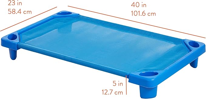 SlumberEdge Stackable Toddler Cot, RTA, Sleeping Cot, Blue, 6-Pack
