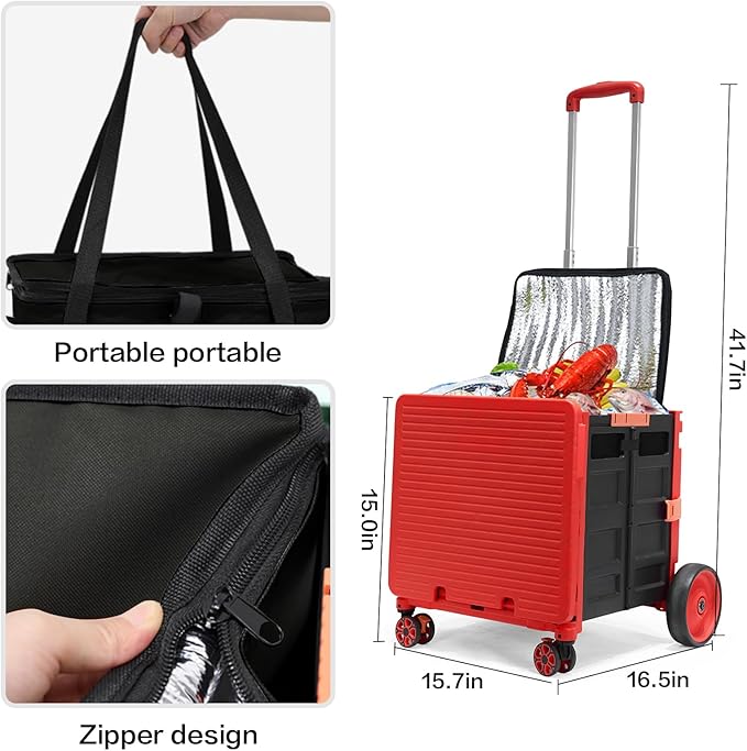 Cooler Bag Wheeled,Large Insulated Rolling Cooler Collapsible Leakproof Portable Hard Framed Ice Packs for Camping Picnic Beach Travel