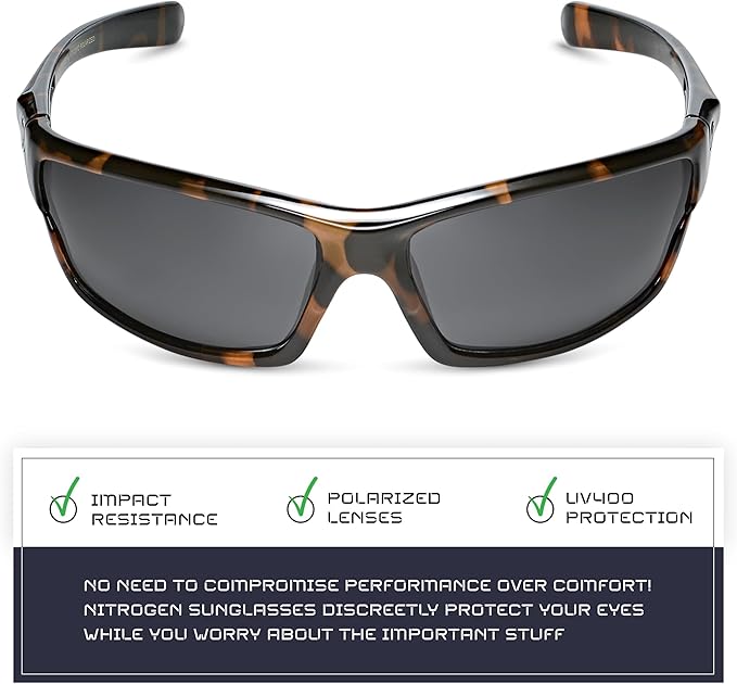 Nitrogen Polarized Wrap Around Sport Sunglasses for Men Women UV400 Driving Fishing Running Sun Glasses