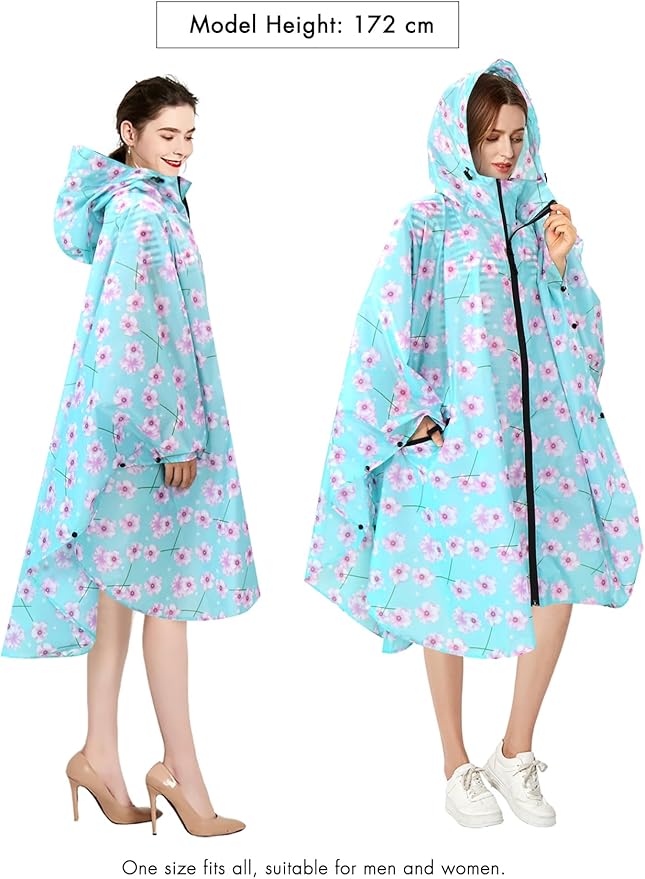 ANYOO Waterproof Rain Poncho Lightweight Reusable Hiking Hooded Coat Jacket for Outdoor Activities