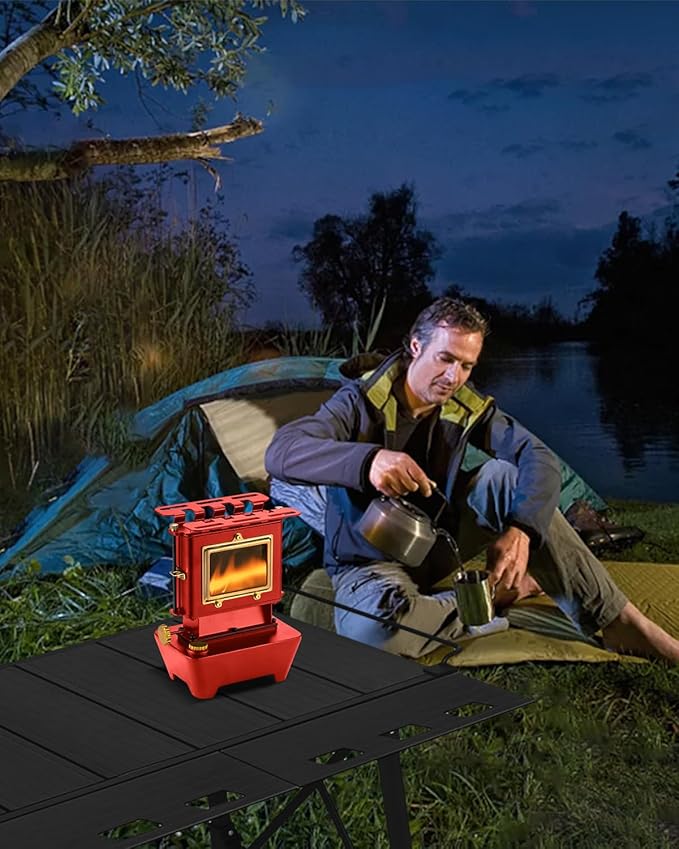 Camping Oil Lantern,Oil Lamp with Cooker Stove,Fuel Lamp for Outdoor,Portable Oil Lamp,Portable and Convenient for Heating and Cooking (Red)
