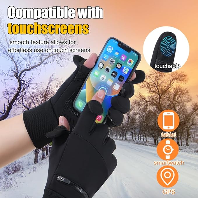 Winter Gloves for Men Women - Waterproof, Touchscreen, Thermal Snow Gloves for Running, Cycling, Driving