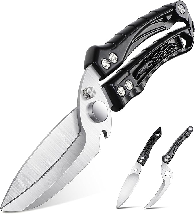 Dream Reach Kitchen Poultry Shears - Heavy Duty Detachable Cooking Scissors for Cutting Chicken, Meat Kitchen Black Food Scissors with Serrated Edge Thanksgiving