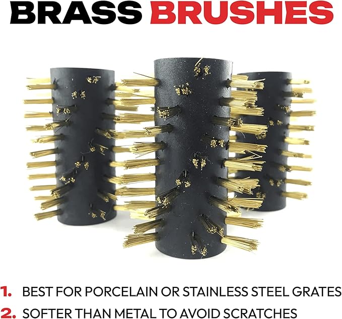 Grillbot Grill Brushes Bundle – Replacement Brushes for Grillbot Automatic Grill Cleaning Robot, Set of 3 Each Stainless Steel, Nylon and Brass Variety Pack