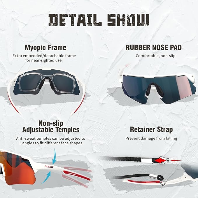 Polarized Cycling Glasses for Men Women Youth, UV400 Mountain Bike Sunglasses for Bicycle Mtb Running Fishing Baseball