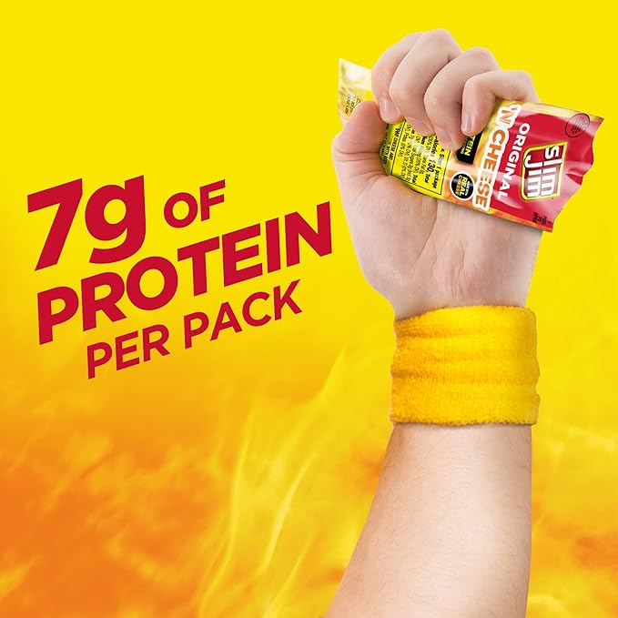 Slim Jim Beef 'N Cheese Smoked Meat Sticks, Mild Flavor, High Protein, 3.0 oz. (18 Count)