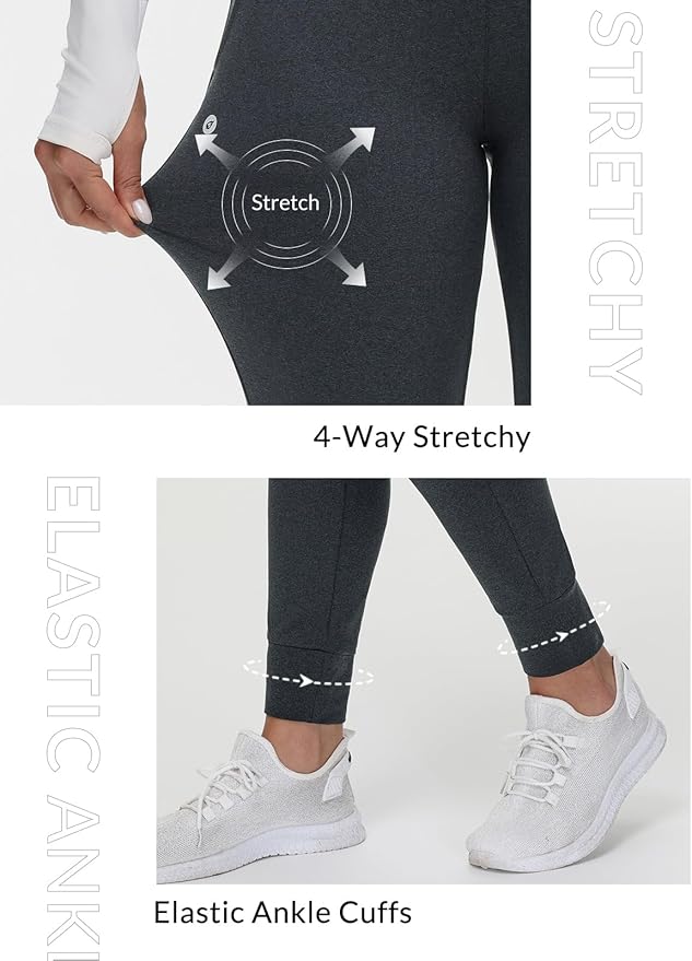 baleaf Women's Fleece Lined Pants Water-Resistant Sweatpants Winter Thermal Ski Hiking Running Joggers
