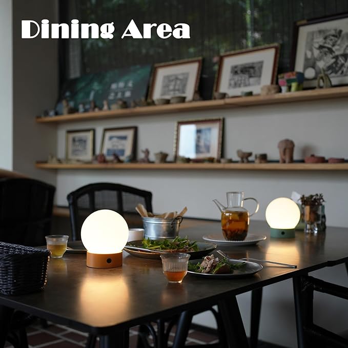 Small Cute Cordless Table Lamp Rechargeable, Battery Operated Shower Lamp Waterproof, Touch Dimmable Globe Ambient Light for Outdoor/Bedside/Patio/Dining (Orange)